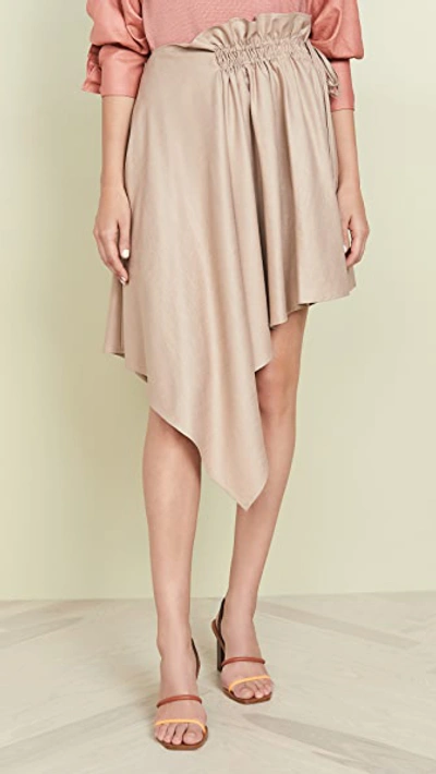 Shop Adeam Ruched Scarf Skirt In Sand
