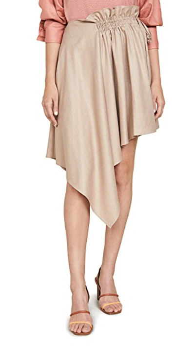 Shop Adeam Ruched Scarf Skirt In Sand