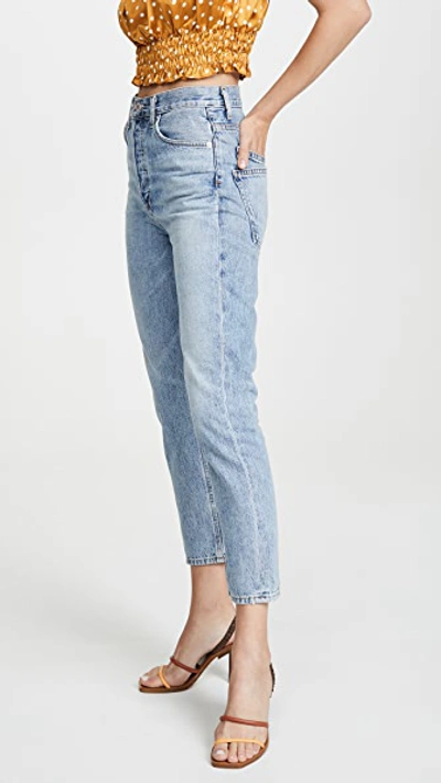 Shop Agolde Double Pocket Riley High Rise Cropped Jeans In Pressure