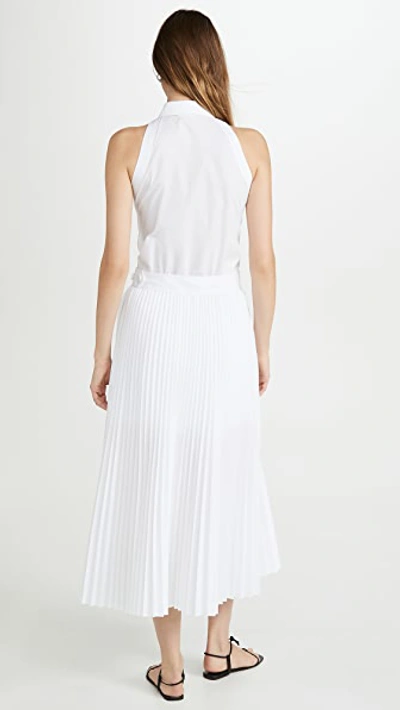 Shop Helmut Lang Cotton Pleated Dress In Dove