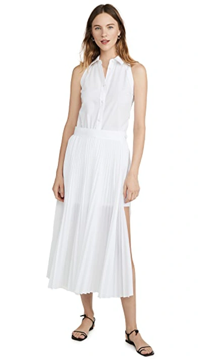 Shop Helmut Lang Cotton Pleated Dress In Dove