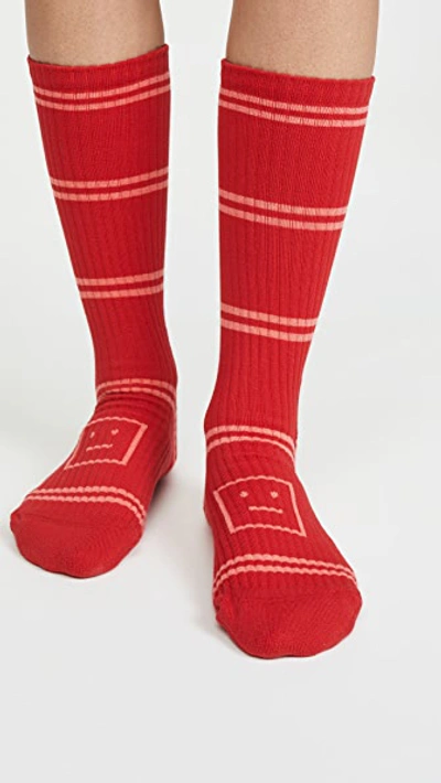 Shop Acne Studios Face Socks Rib In Red Multi