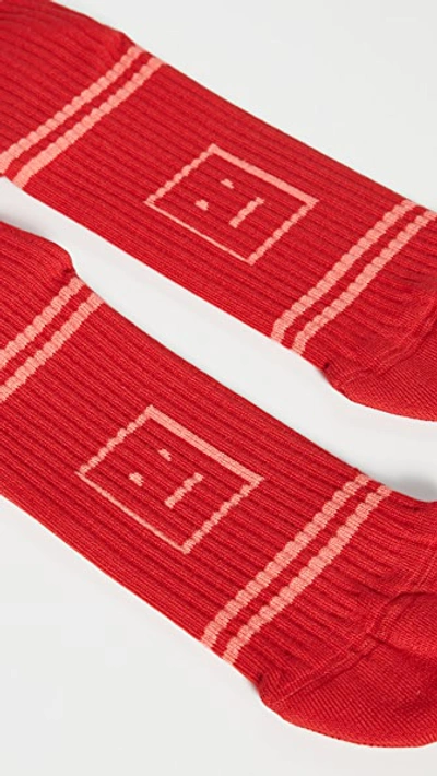 Shop Acne Studios Face Socks Rib In Red Multi