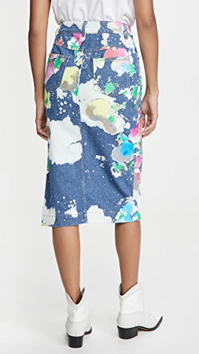 Shop Moschino Painted Pencil Skirt In Fantasy Print