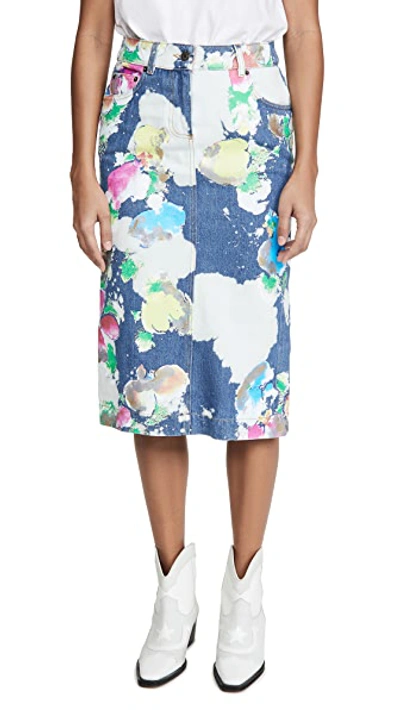 Shop Moschino Painted Pencil Skirt In Fantasy Print