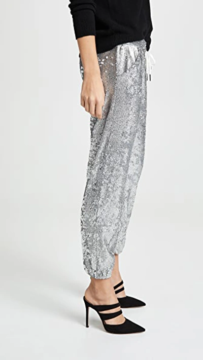 Shop David Lerner Sequin Jogger Pants In Silver