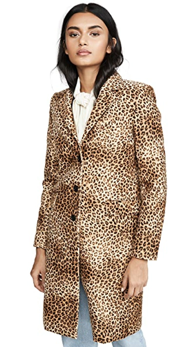Shop Nili Lotan Rosalin Coat In Golden Baby Leopard Print