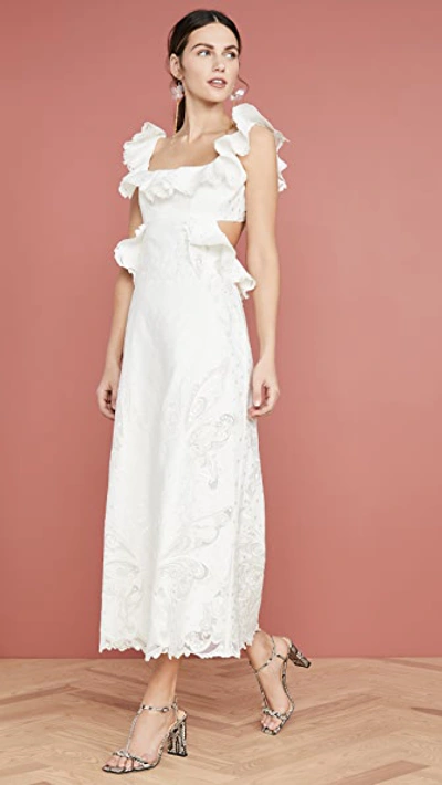 Shop Zimmermann Super Eight Embroidered Dress In Ivory
