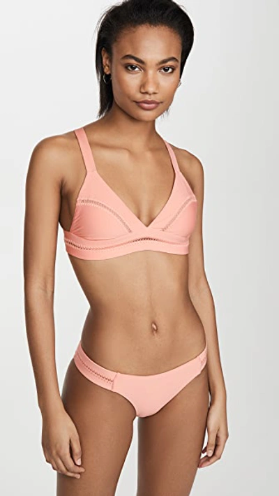 Shop Pq Swim Stitched Ellie Halter Bikini Top In Guava