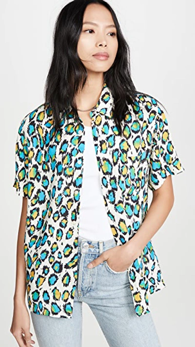 Shop R13 Tony Shirt In Multicolor Leopard