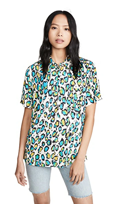 Shop R13 Tony Shirt In Multicolor Leopard