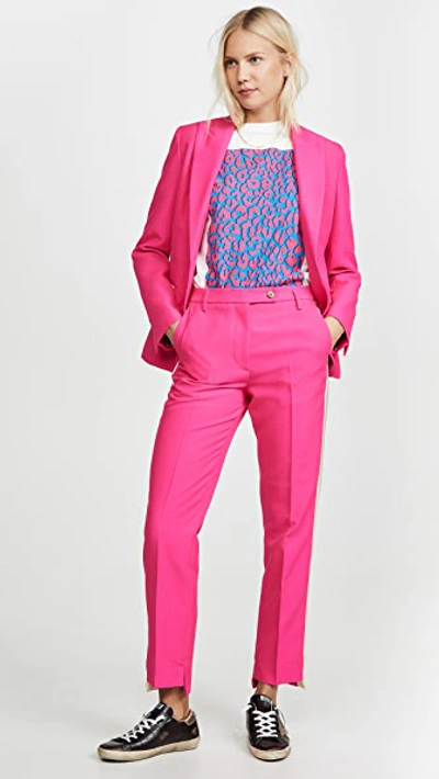 Shop Golden Goose Blazer With Embellished Button In Fuchsia