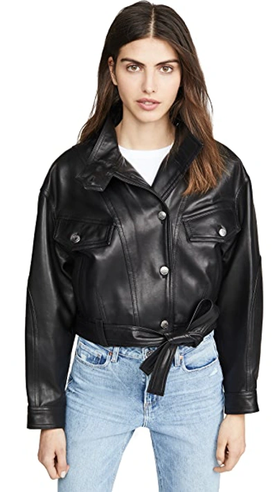 Iro Ormos Leather Trucker Jacket In Black