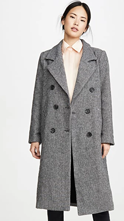 Shop Astr Vernon Coat In Black White Houndstooth