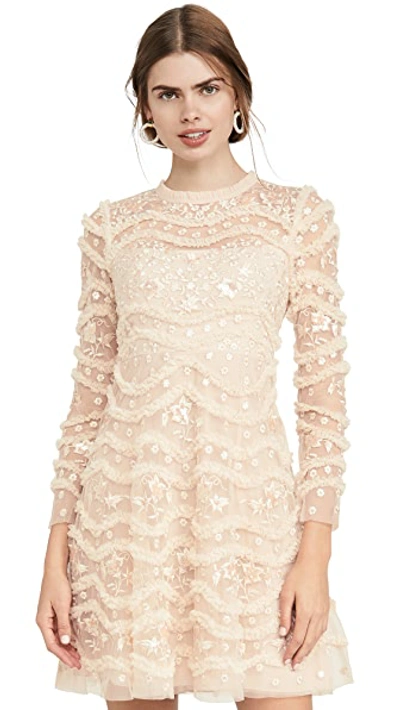 Shop Needle & Thread Ruffle Bloom Dress In Pearl Rose/champagne