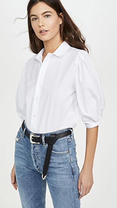 Shop Citizens Of Humanity Ines Pleat Half Sleeve Shirt In White