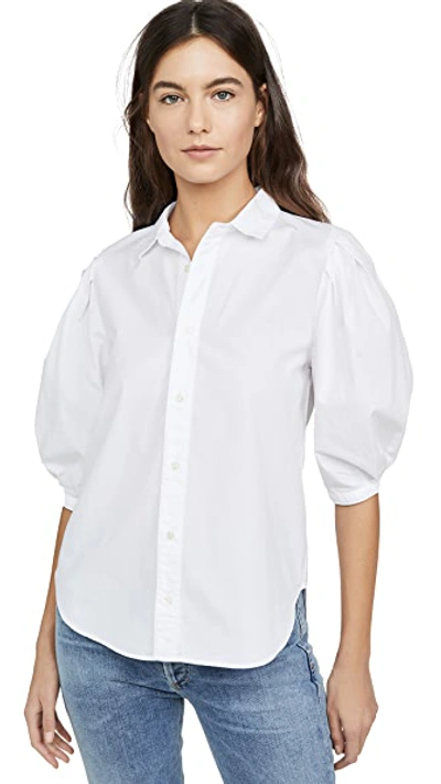 Shop Citizens Of Humanity Ines Pleat Half Sleeve Shirt In White