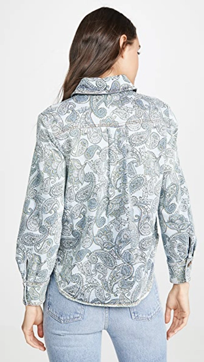 Shop See By Chloé Paisley Print Denim Jacket / Shirt In Multicolor Blue