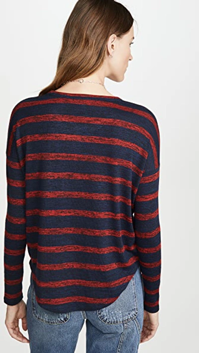 Shop Rag & Bone The Knit Striped Long Sleeve In Navy/red Stripe