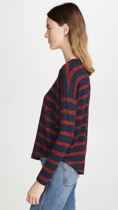 Shop Rag & Bone The Knit Striped Long Sleeve In Navy/red Stripe