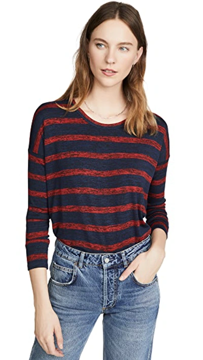 Shop Rag & Bone The Knit Striped Long Sleeve In Navy/red Stripe