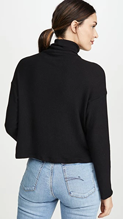 Shop Enza Costa Sweater Knit Cropped L/s Turtleneck In Black