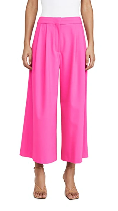 Shop Adam Lippes Pleat Front Culottes In Stretch Wool In Hot Pink