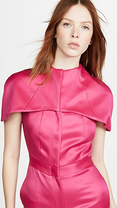 Shop Brandon Maxwell Silk Cap Sleeve Jumpsuit In Bright Rose