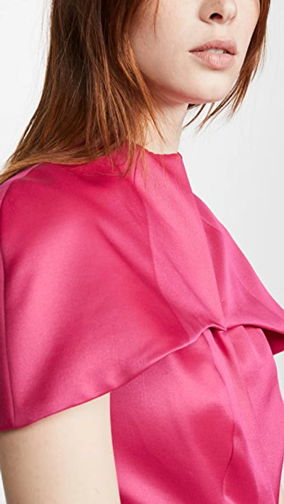 Shop Brandon Maxwell Silk Cap Sleeve Jumpsuit In Bright Rose