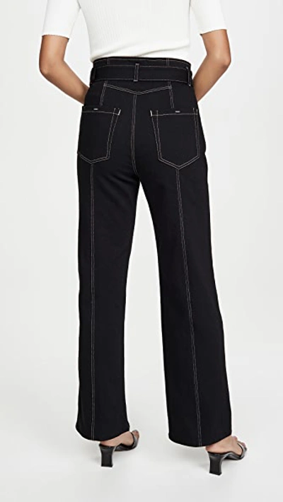 Shop Colovos Seamed Leg Buckle Jeans In Black