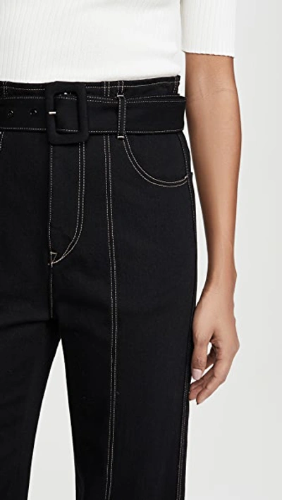 Shop Colovos Seamed Leg Buckle Jeans In Black