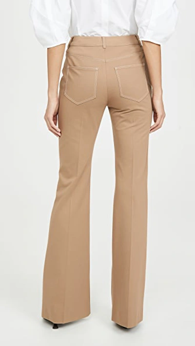 Shop Adeam High Waisted Bootleg Pants In Camel