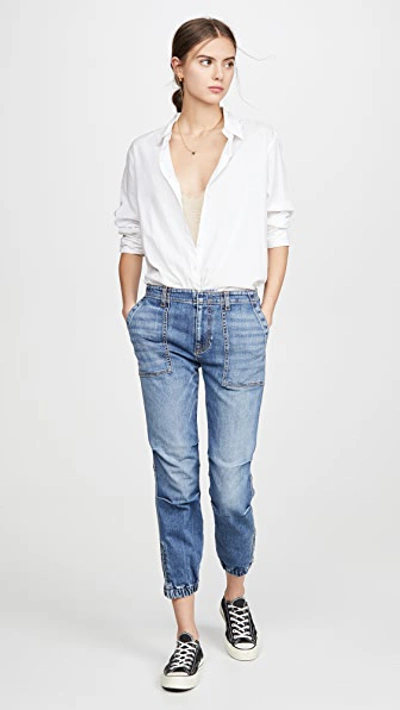Shop Nili Lotan Cropped French Military Jeans In Duane Wash