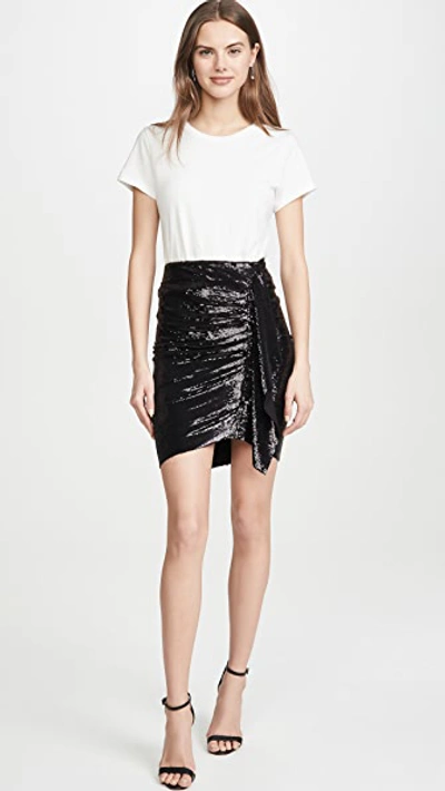 Shop Iro Saria Sequined Skirt In Black