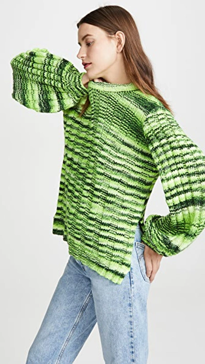 Shop Ganni Neon Melange Knit Sweater In Neon Maize