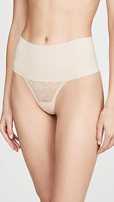 Shop Spanx Undie-tectable Lace Thong In Soft Nude