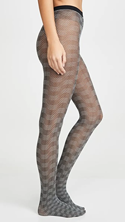 Shop Wolford Granular Poison Tights In Black/white