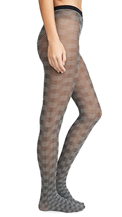 Shop Wolford Granular Poison Tights In Black/white