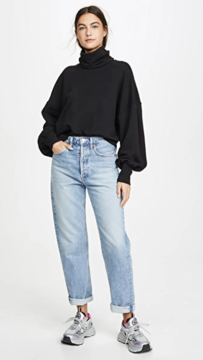 Shop Agolde Balloon Sleeve Turtleneck Sweater In Beltway