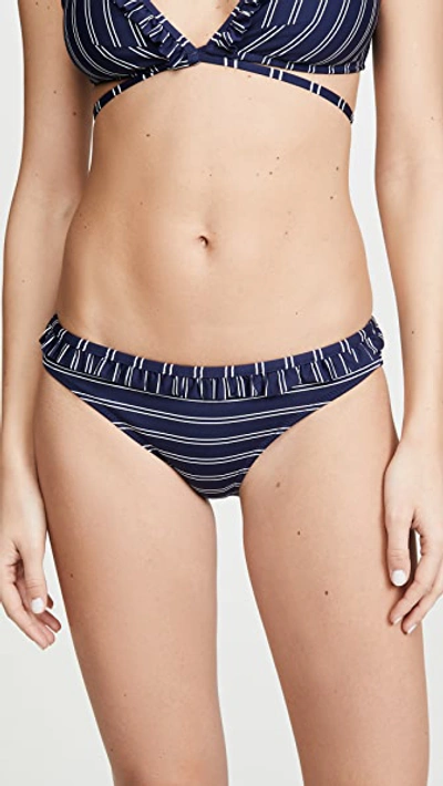 Shop Solid & Striped Millie Bikini Bottoms In Navy White Pinstripe