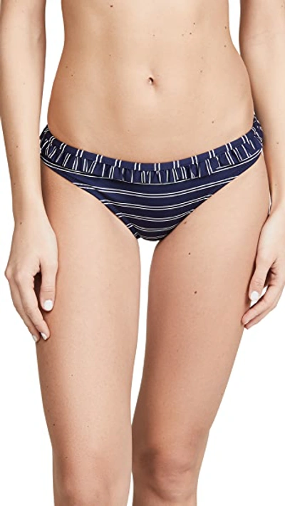 Shop Solid & Striped Millie Bikini Bottoms In Navy White Pinstripe