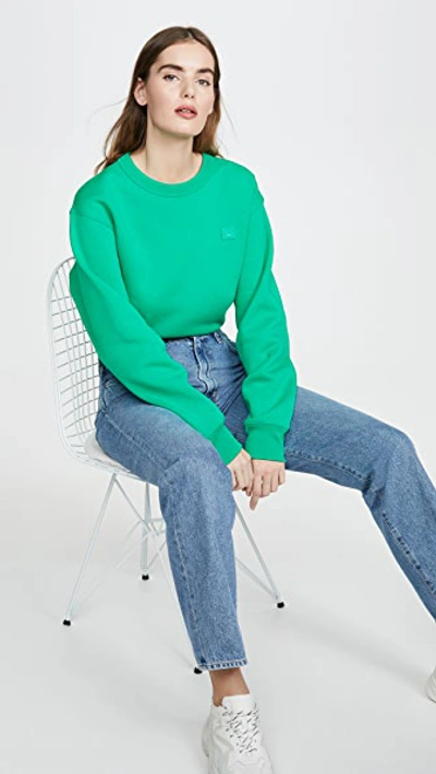 Shop Acne Studios Fairview Face Sweatshirt In Emerald Green