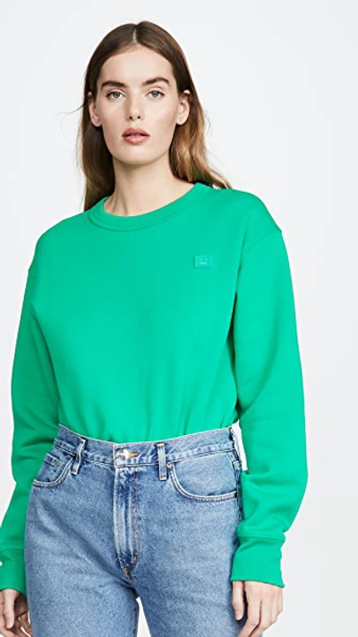 Shop Acne Studios Fairview Face Sweatshirt In Emerald Green