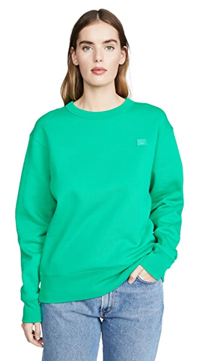 Shop Acne Studios Fairview Face Sweatshirt In Emerald Green