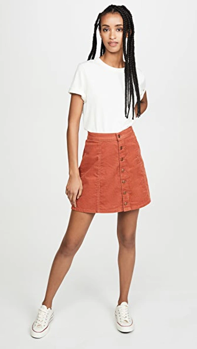 Shop Wrangler Button Front Miniskirt In Burnt Brick