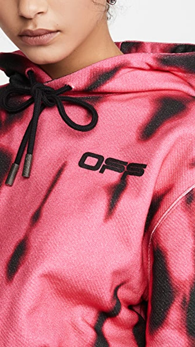 Shop Off-white Tiger Dye Cropped Hoodie In Fuchsia