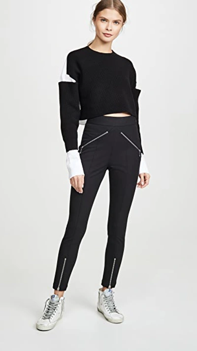 Shop Alexander Wang T Cropped Pullover Oxford Shirt In Black/white