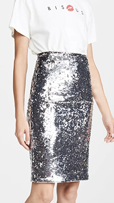 Shop Alice And Olivia Ramos Sequin Skirt In Silver
