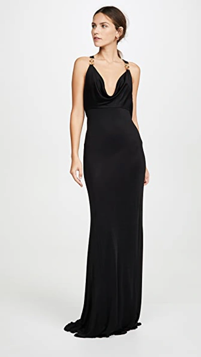 Shop Versace Gold Hardware Gown In Black