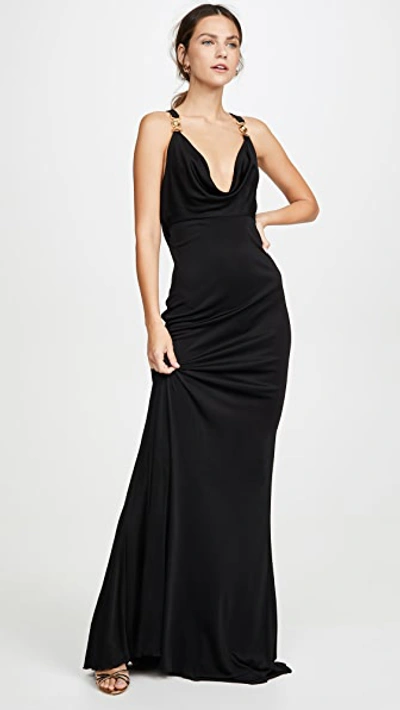 Shop Versace Gold Hardware Gown In Black